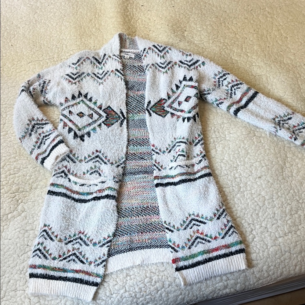 Takara Cream and Black Geometric Cardigan